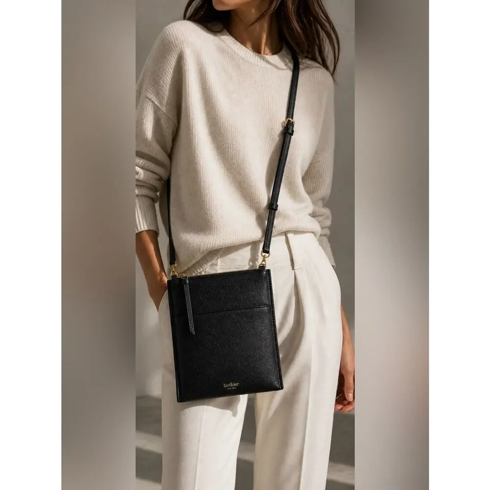 Botkier Chelsea Pebbled Leather Crossbody Bag With Gold Hardware.